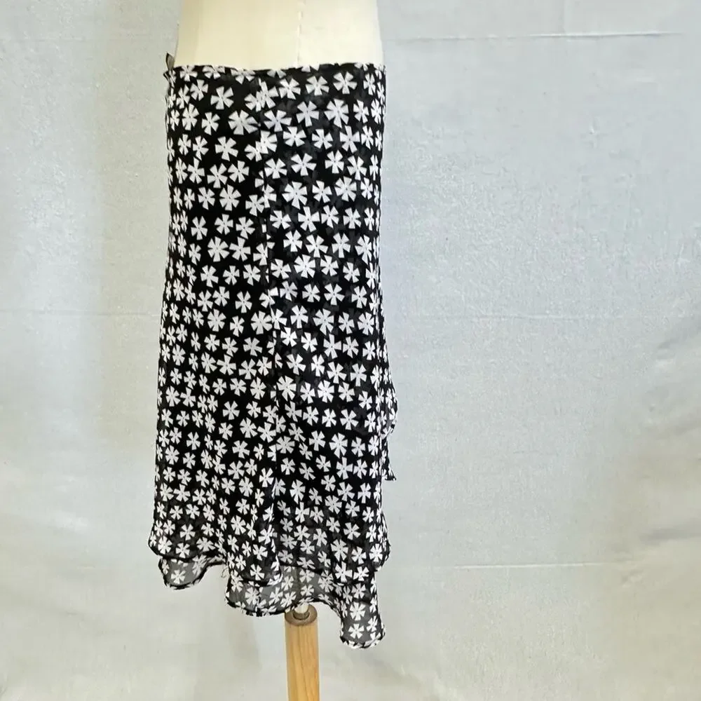 Vintage Y2k Soft Works Petites black & white  layered knee length skirt size 2‎